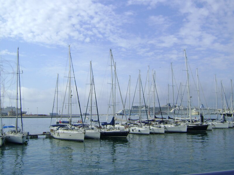 Sailboats in a Harbor — Blue, Calm, Afternoon