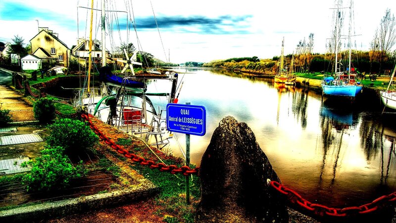 Sailboats in a Harbor — Blue, Serene, Afternoon, Photograph, Boats