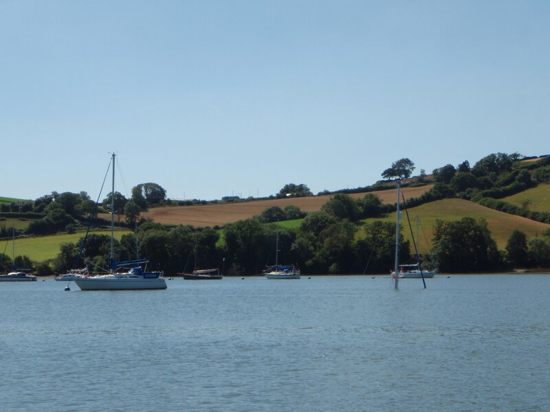 Sailboats in a Harbor — Blue, Serene, Afternoon, Photograph, Hills