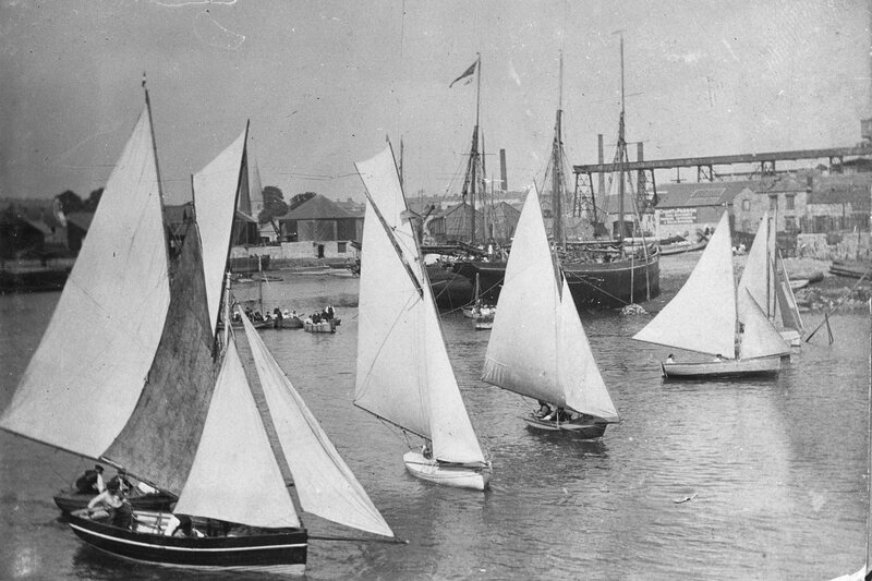 Sailboats in a harbor