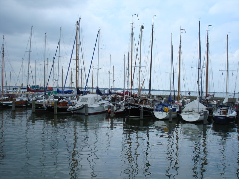 Sailboats in a Marina — Blue