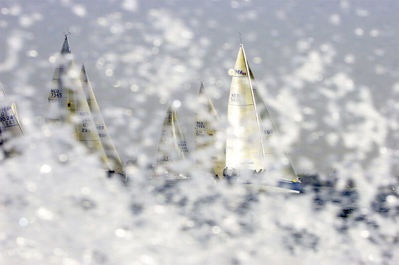 Sailboats in a Race — White
