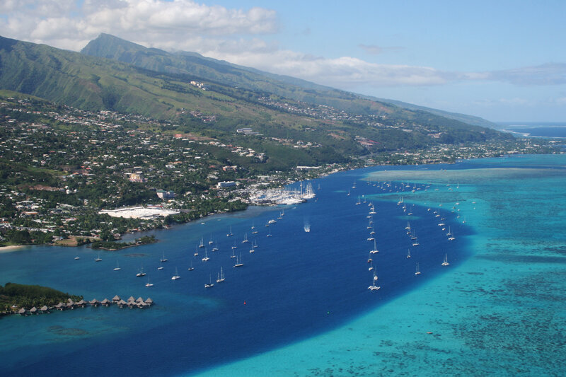 Sailboats in Bay — Blue, Serene, Afternoon, Photograph, Mountains, Town
