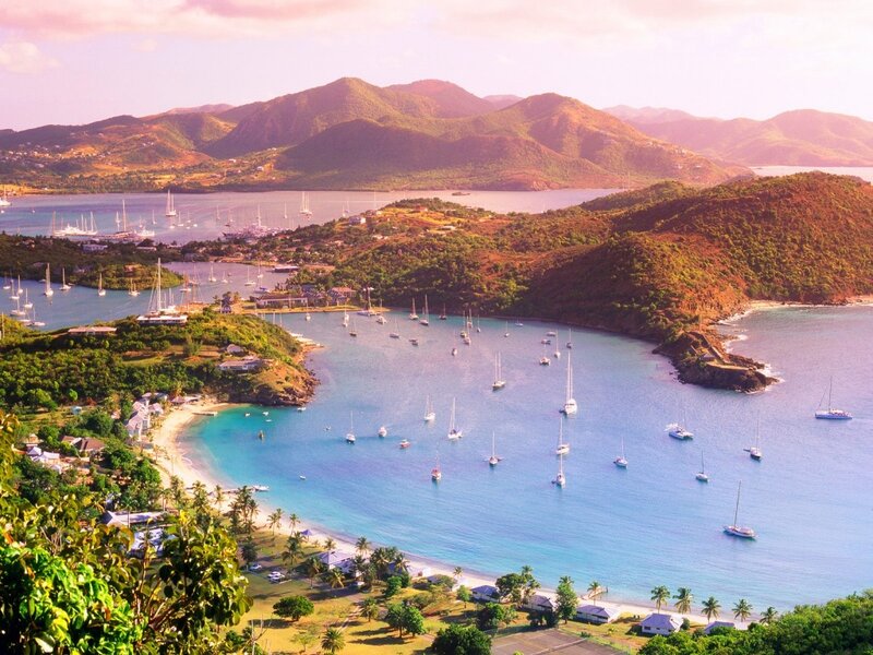 Sailboats in Bay — Blue, Serene