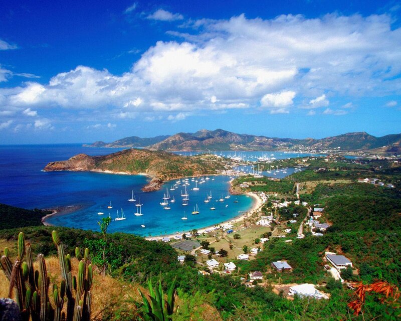 Sailboats in Bay — Blue