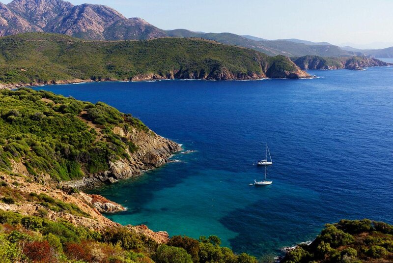 Sailboats in Blue Bay — Serene