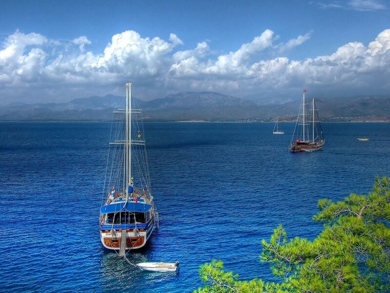 Sailboats in Blue Sea — Serene