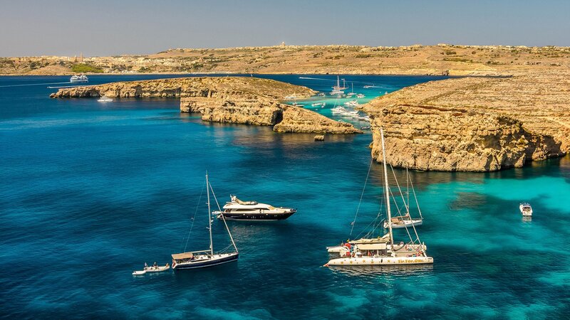 Sailboats in Blue Water — Serene, Afternoon, Photograph