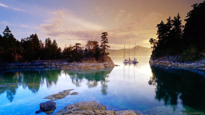 Sailboats in Calm Bay — Serene