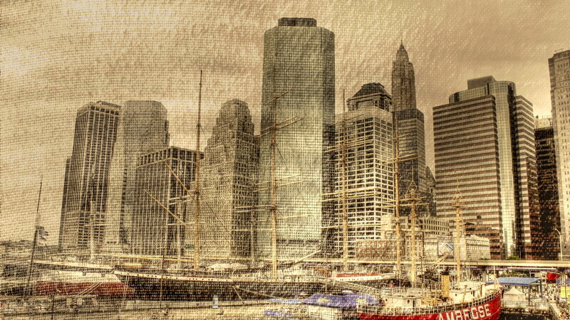 Sailboats in City Harbor — Brown