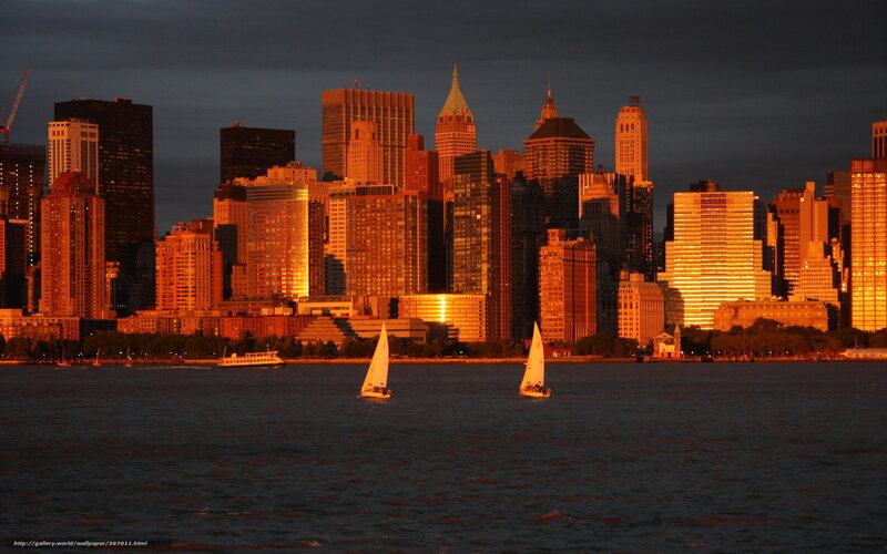Sailboats in City Harbor — Orange