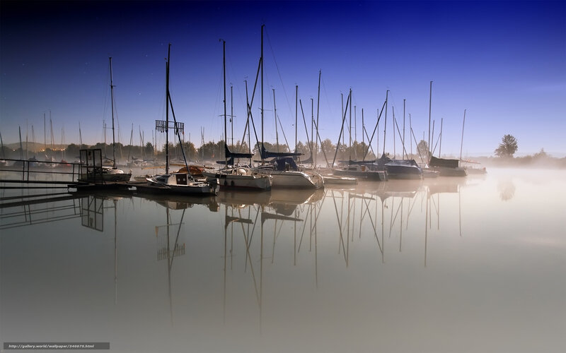 Sailboats in Fog — Blue