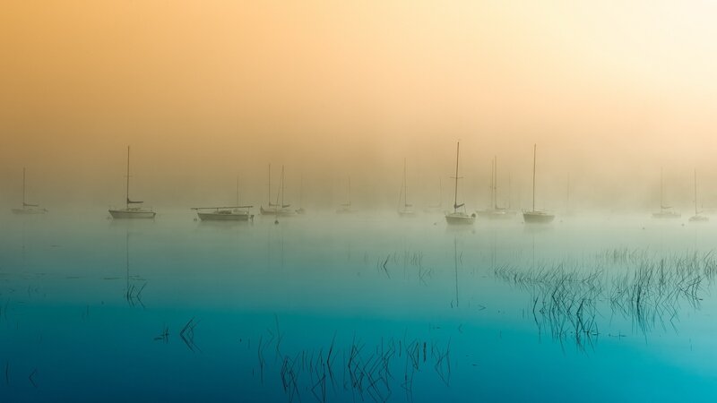 Sailboats in Fog — Orange