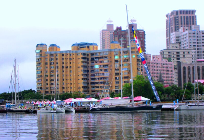 Sailboats in Harbor — Blue, Calm, Afternoon, Photograph, Buildings
