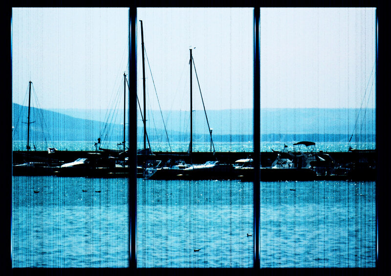 Sailboats in Harbor — Blue, Calm, Afternoon, Photograph