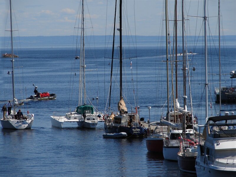 Sailboats in Harbor — Blue, Calm, Afternoon