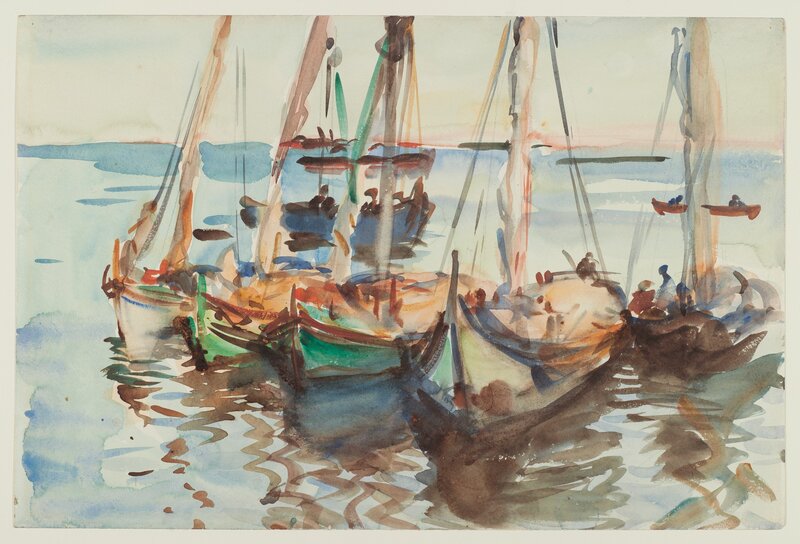 Sailboats in Harbor — Blue, Calm, Sunset