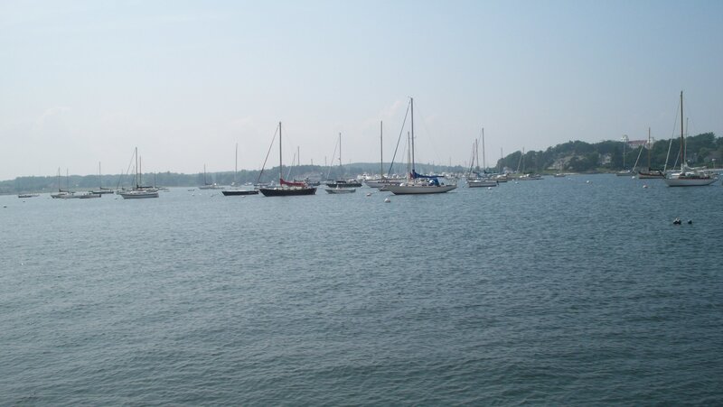 Sailboats in Harbor — Blue, Calm