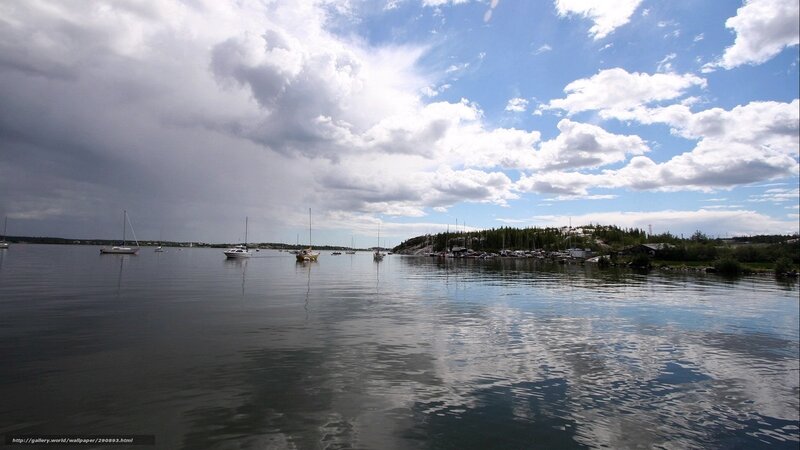 Sailboats in Harbor — Blue, Dramatic, Afternoon, Photograph, Clouds