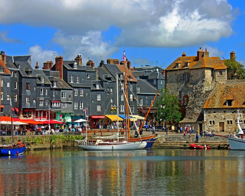 Sailboats in Harbor — Blue, Lively, Afternoon