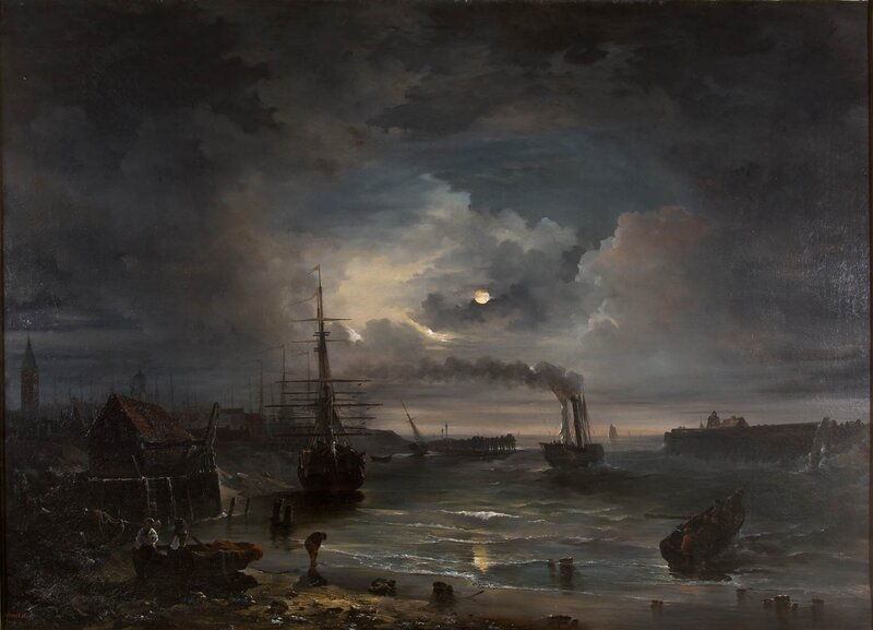 Sailboats in Harbor — Dark Gray