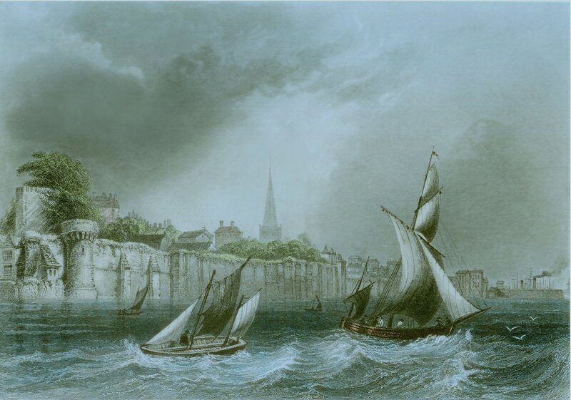 Sailboats in Harbor — Green, Dramatic