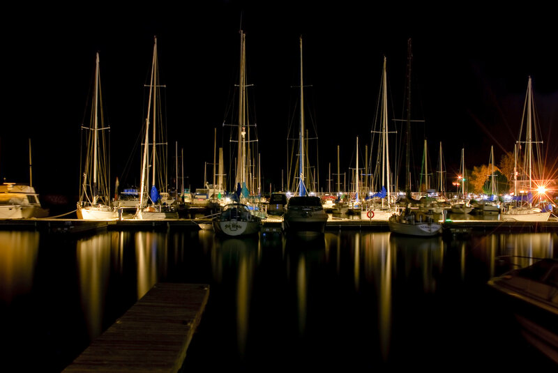 Sailboats in Marina — Black