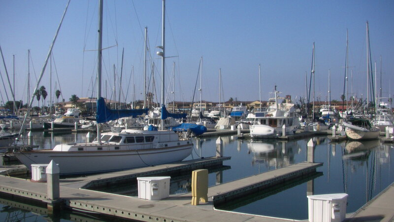 Sailboats in Marina — Blue, Calm, Afternoon, Photograph, Docks, Buildings