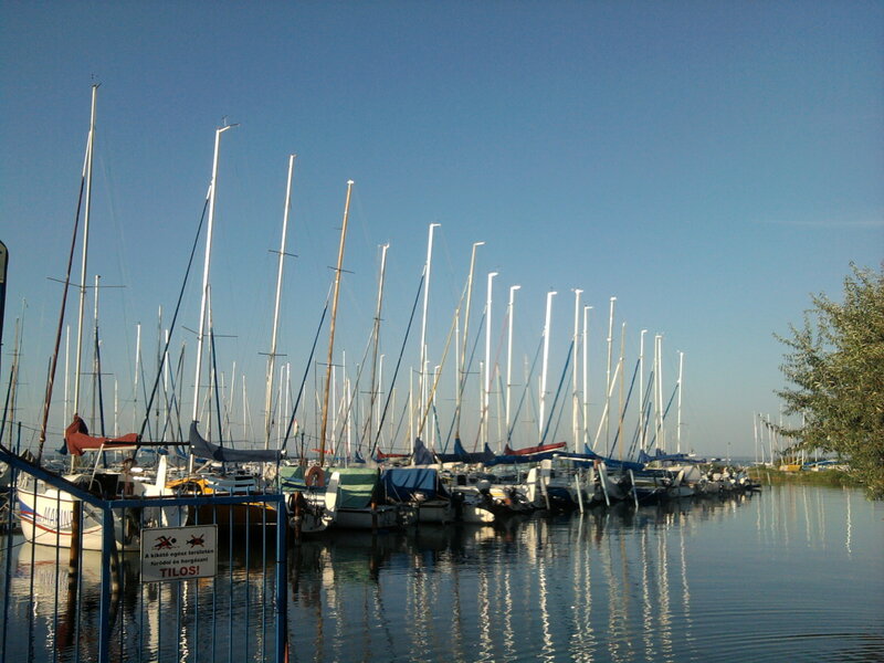 Sailboats in Marina — Blue, Calm