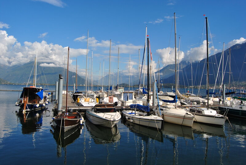Sailboats in Marina — Blue