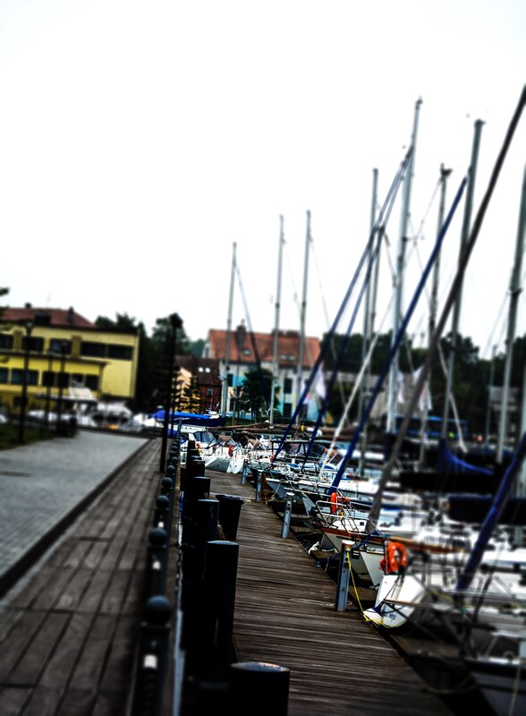 Sailboats in Marina — Brown, Calm