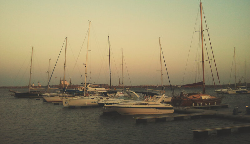 Sailboats in Marina — Brown