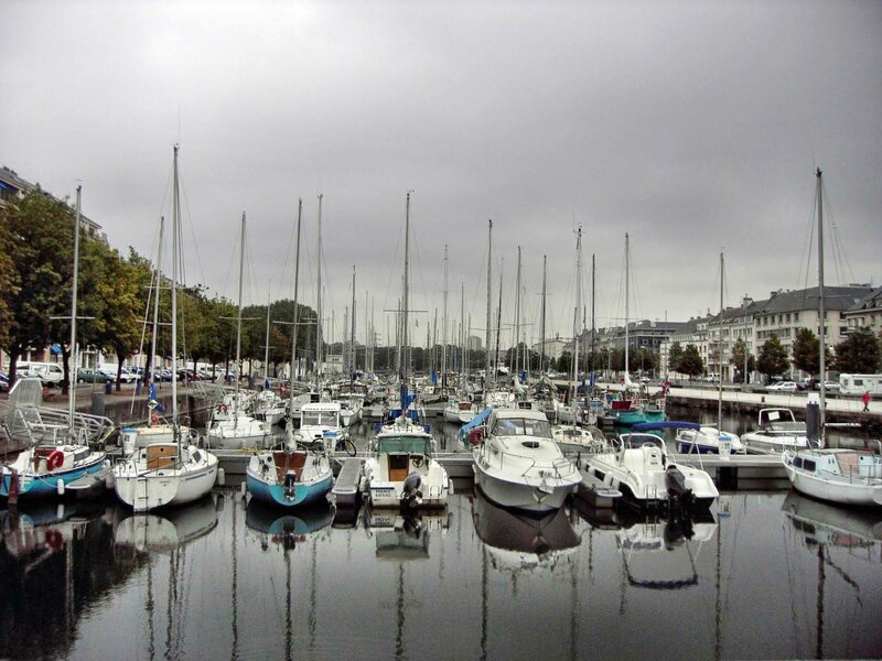Sailboats in Marina — Gray