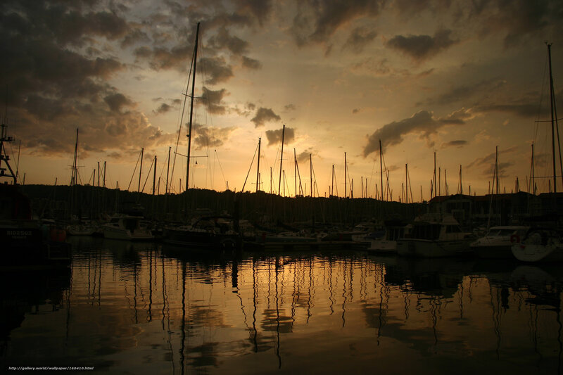Sailboats in Marina — Orange, Dramatic