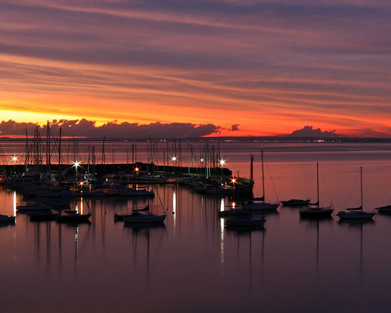 Sailboats in Marina — Orange, Serene