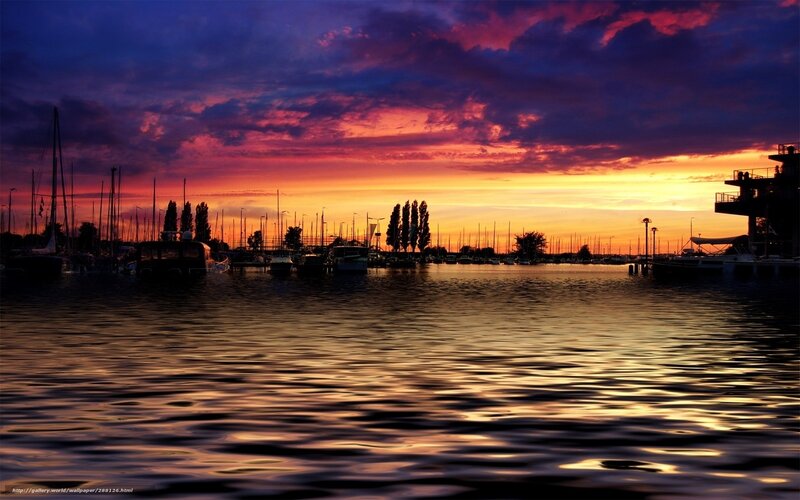 Sailboats in Marina — Purple, Dramatic, Sunset