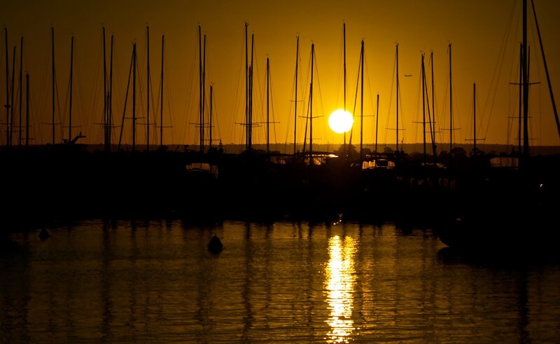 Sailboats in Marina — Yellow