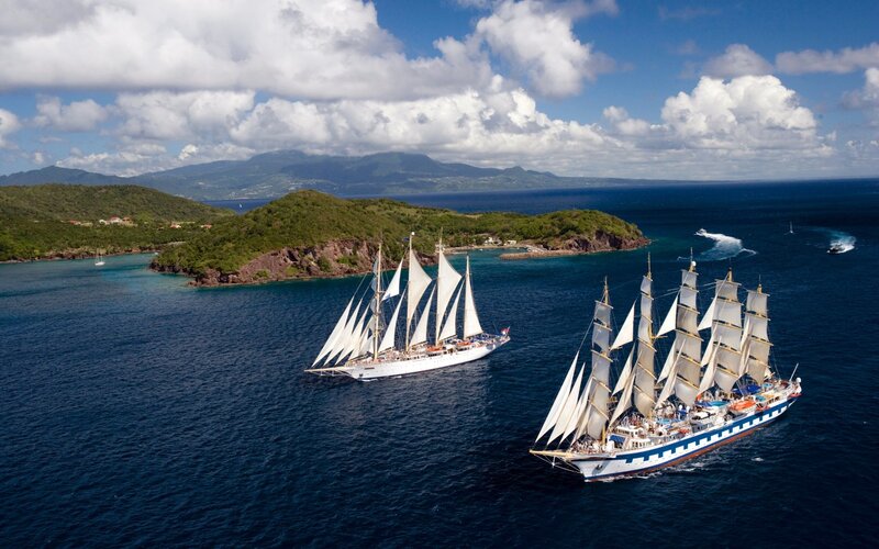 Sailboats in Ocean — Blue, Serene