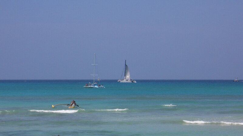 Sailboats in Ocean — Blue