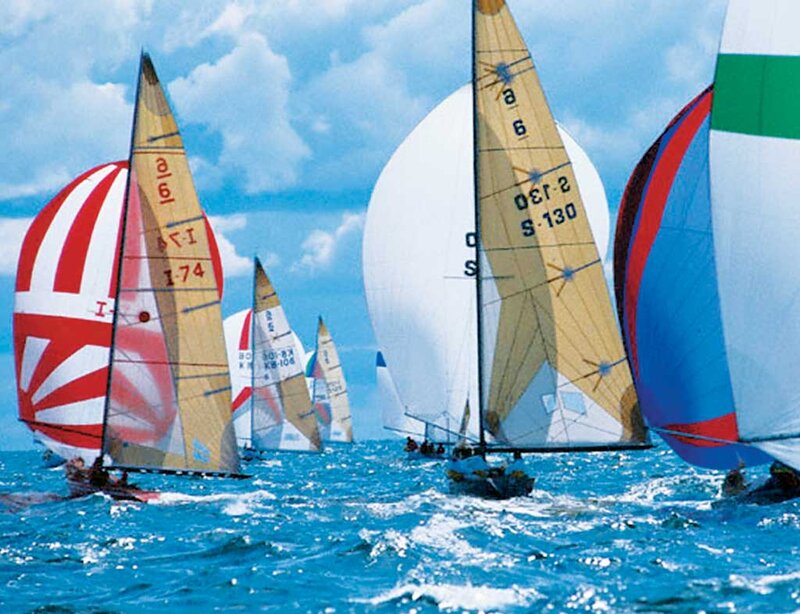 Sailboats in Race — Blue