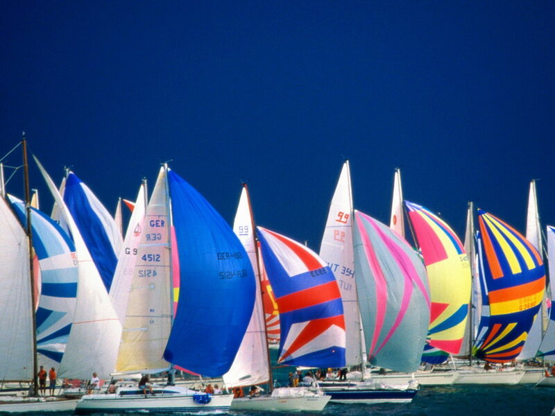 Sailboats in Regatta — Blue