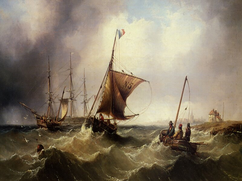 Sailboats in Rough Sea