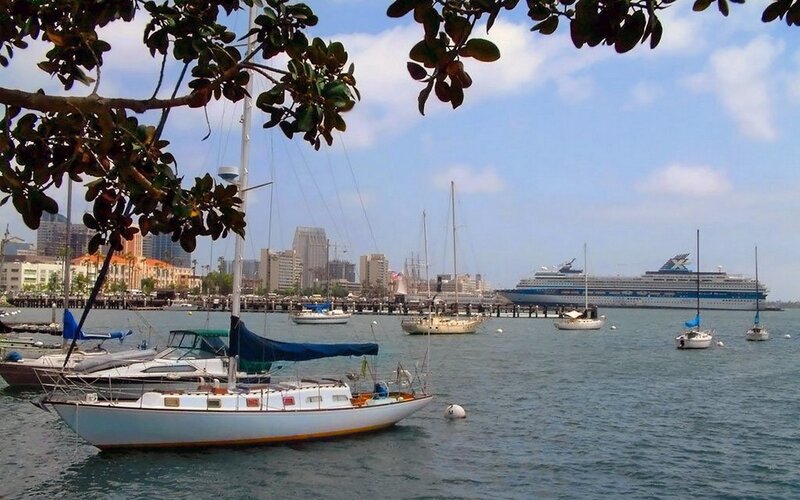 Sailboats in San Diego harbor