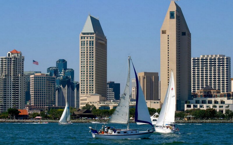 Sailboats in San Diego harbor
