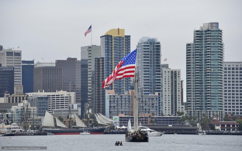 Sailboats in San Diego harbor