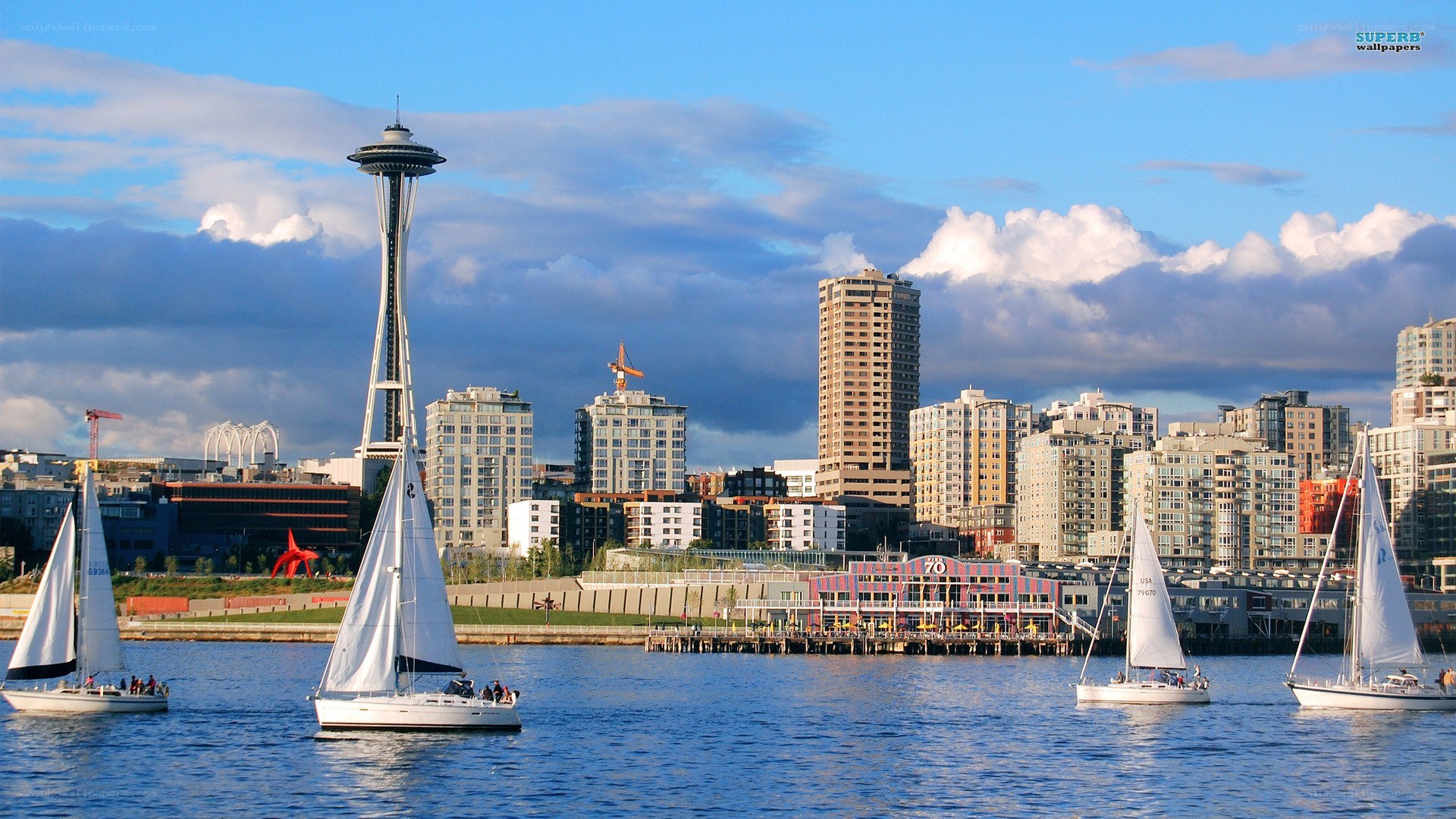 Sailboats in Seattle Harbor