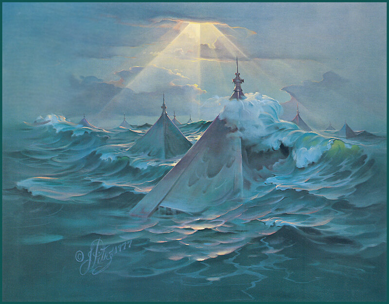 Sailboats in Stormy Sea — Blue