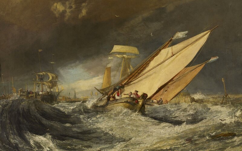 Sailboats in Stormy Sea — Brown