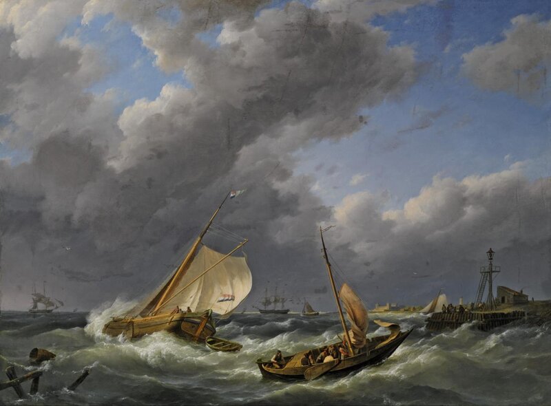 Sailboats in Stormy Sea