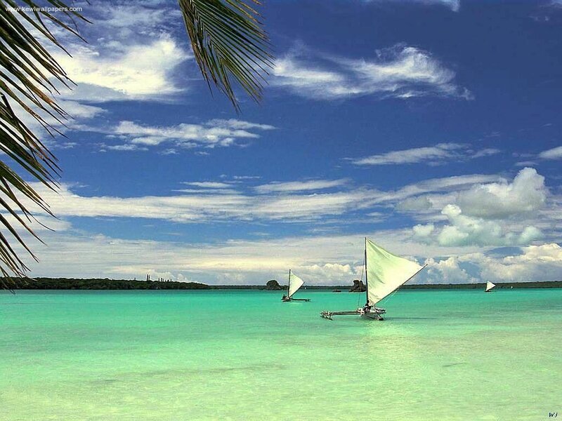 Sailboats in Turquoise Water — Blue, Serene